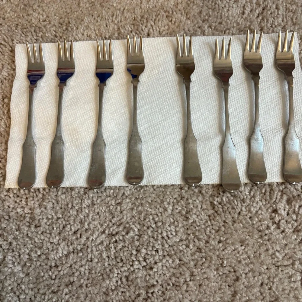 Set Of 8 Vintage Oxford Hall Stainless Japan Appetizer/Cocktail Forks